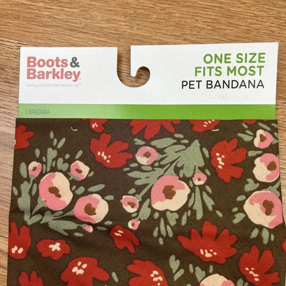 Boots & Barkley 2 Pack Matching Pet Bandanas Brown Floral Dog Cat NEW‎